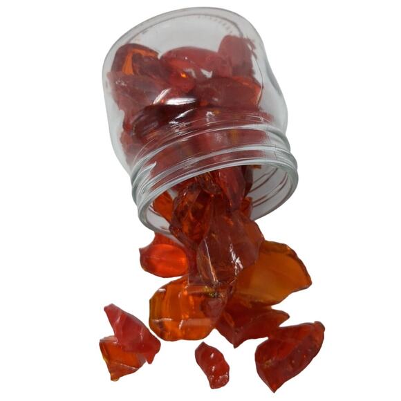 Amberina and Ruby‎ Glass Mixed Cullet Pieces Fragments Half Pint Jar - Picture 4 of 4
